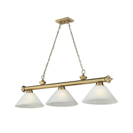 Z-Lite Cordon 3 Light Billiard, Rubbed Brass & White Linen 2306-3RB-AWL14